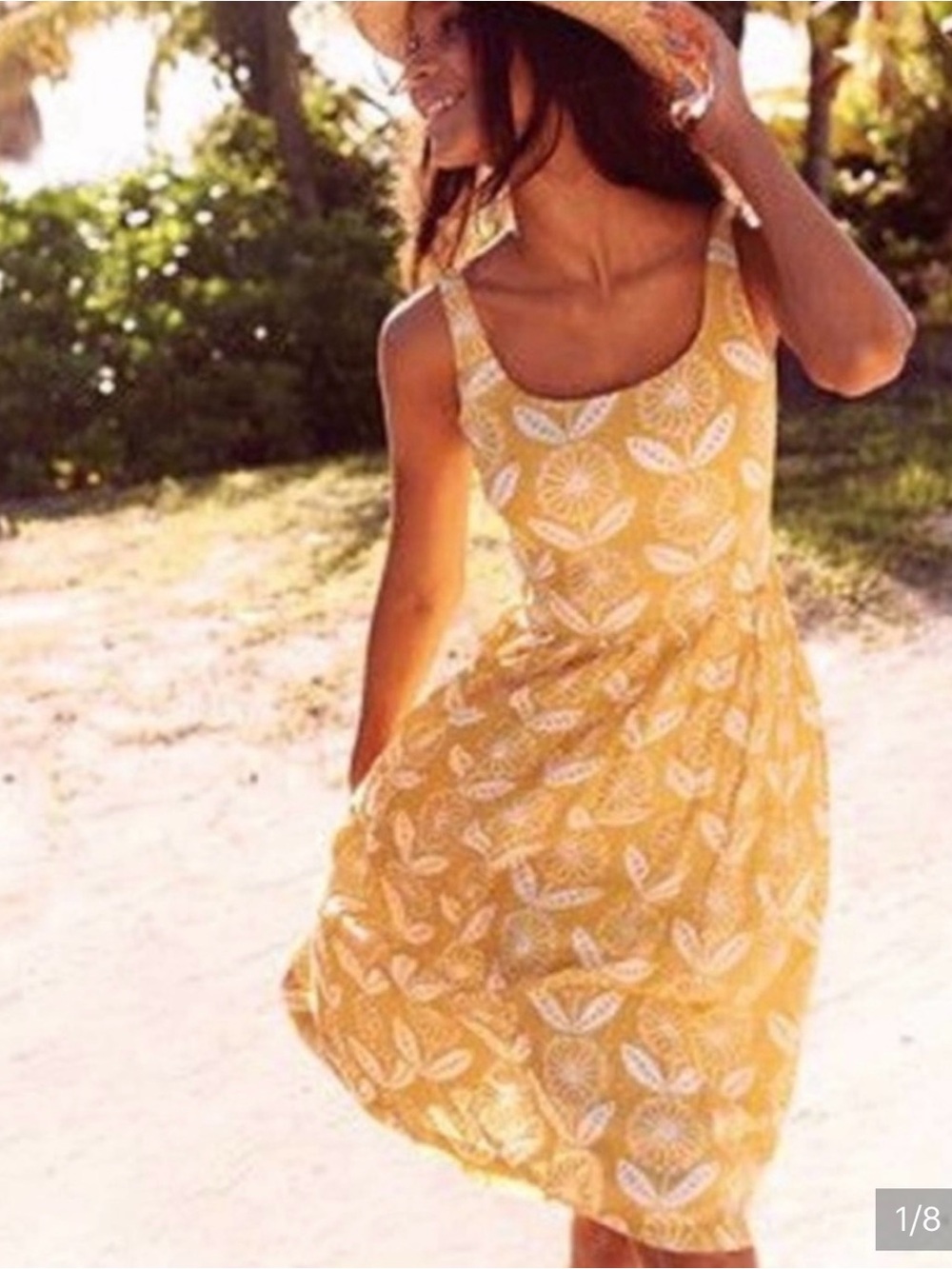 Boden Nancy Sunflower Sleeveless Dress in Yellow Sz 14R